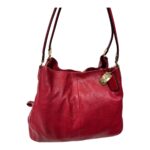 Deep  Red Leather Grain Coach Bag - Image 2